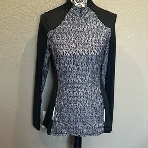 PrAna Sierra Quarter Zip Pullover Purple Print Base Layer Shirt Running Top